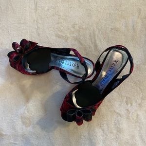 White House Black Market black and red satin heels